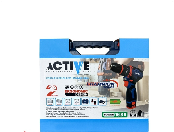 دریل شارژی چکشی اکتیو 16.8ولت براشلس مدل AC-7816CH