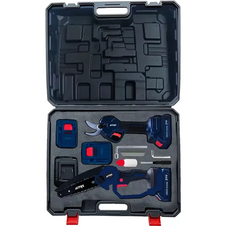 ست اره زنجیری و قیچی شارژی اکتیو مدل AC3218BL ۲۱ ولت براشلس